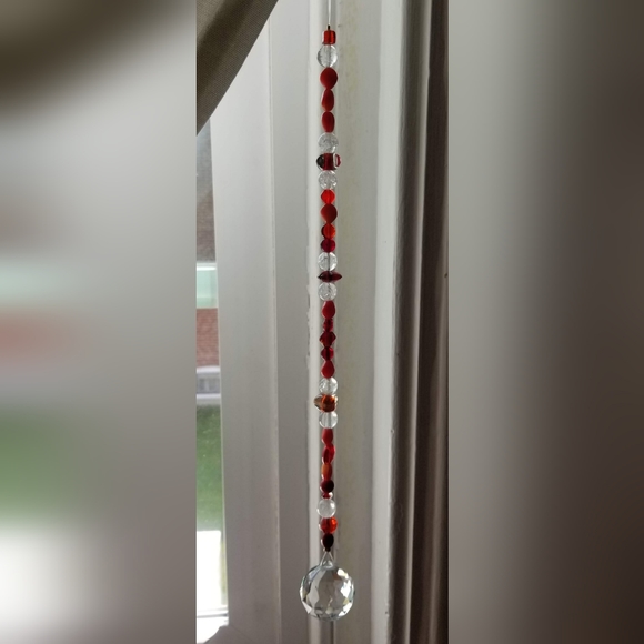 NEW! BEAUTIFUL HANDMADE CRYSTAL SUNCATCHER IN ORANGE - Picture 2 of 2